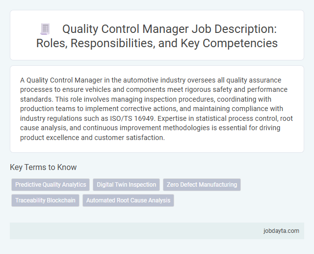 Quality Control Manager Job Description: Roles, Responsibilities, and Key Competencies