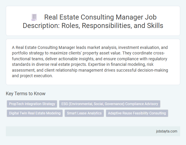 Real Estate Consulting Manager Job Description: Roles, Responsibilities, and Skills