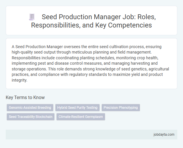 Seed Production Manager Job: Roles, Responsibilities, and Key Competencies
