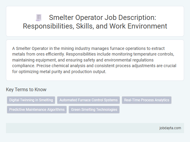 Smelter Operator Job Description: Responsibilities, Skills, and Work Environment