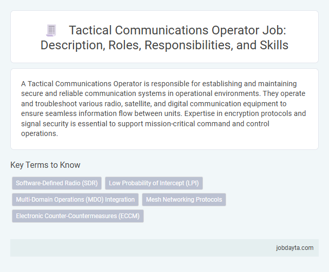 Tactical Communications Operator Job: Description, Roles, Responsibilities, and Skills