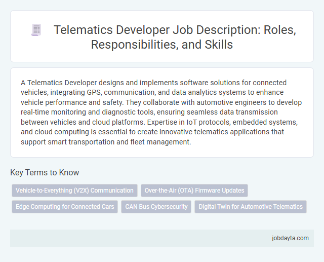 Telematics Developer Job Description: Roles, Responsibilities, and Skills