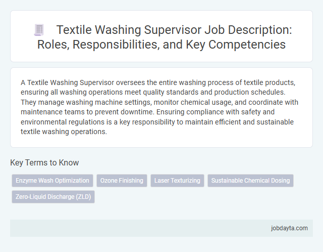 Textile Washing Supervisor Job Description: Roles, Responsibilities, and Key Competencies