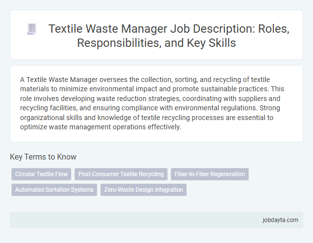 Textile Waste Manager Job Description: Roles, Responsibilities, and Key Skills