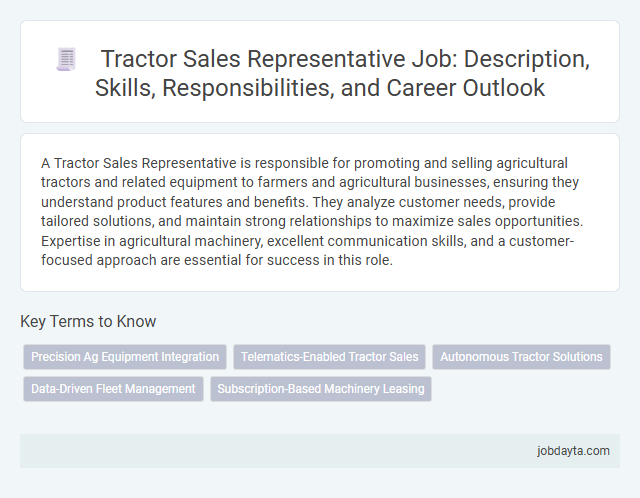 Tractor Sales Representative Job: Description, Skills, Responsibilities, and Career Outlook