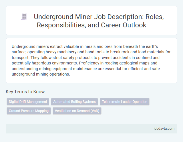 Underground Miner Job Description: Roles, Responsibilities, and Career Outlook