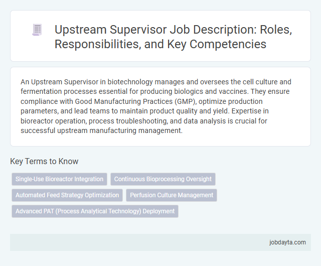 Upstream Supervisor Job Description: Roles, Responsibilities, and Key Competencies