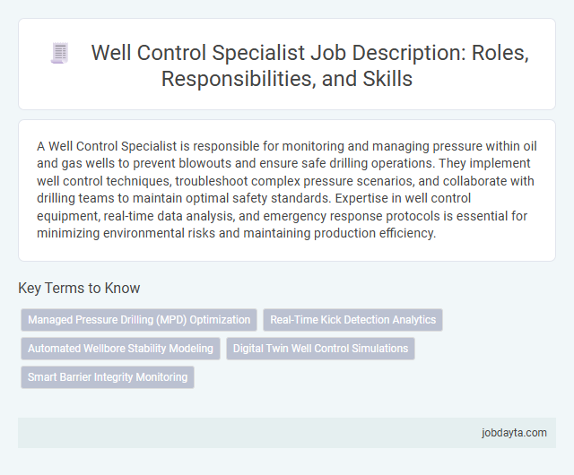 Well Control Specialist Job Description: Roles, Responsibilities, and Skills