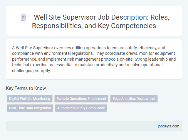 Well Site Supervisor Job Description: Roles, Responsibilities, and Key Competencies