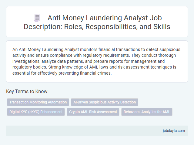 Anti Money Laundering Analyst Job Description: Roles, Responsibilities, and Skills