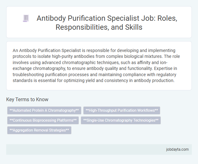 Antibody Purification Specialist Job: Roles, Responsibilities, and Skills