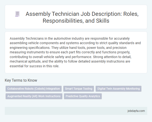 Assembly Technician Job Description: Roles, Responsibilities, and Skills