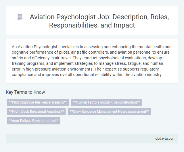 Aviation Psychologist Job: Description, Roles, Responsibilities, and Impact