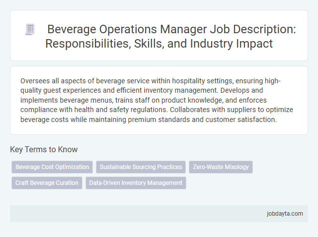 Beverage Operations Manager Job Description: Responsibilities, Skills, and Industry Impact