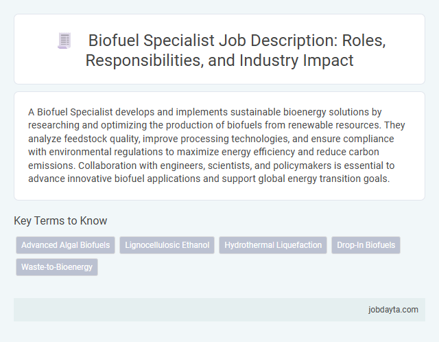 Biofuel Specialist Job Description: Roles, Responsibilities, and Industry Impact