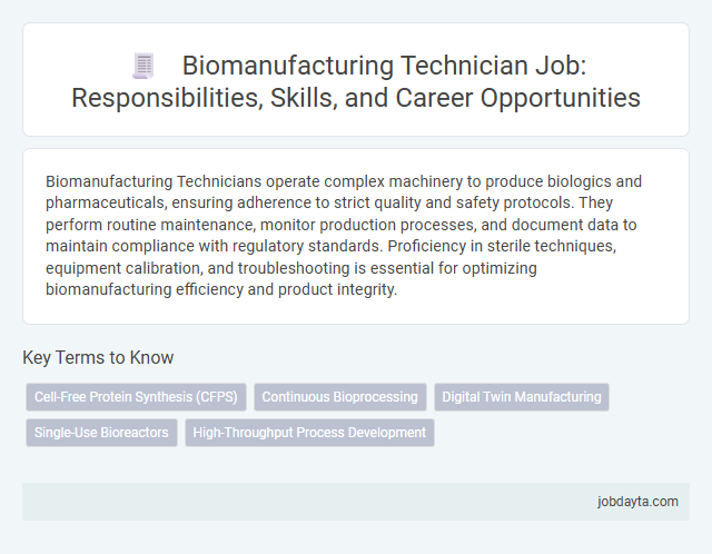 Biomanufacturing Technician Job: Responsibilities, Skills, and Career Opportunities