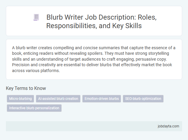 Blurb Writer Job Description: Roles, Responsibilities, and Key Skills