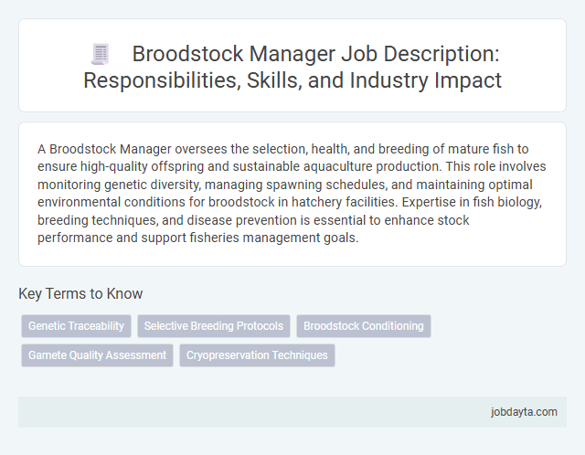 Broodstock Manager Job Description: Responsibilities, Skills, and Industry Impact