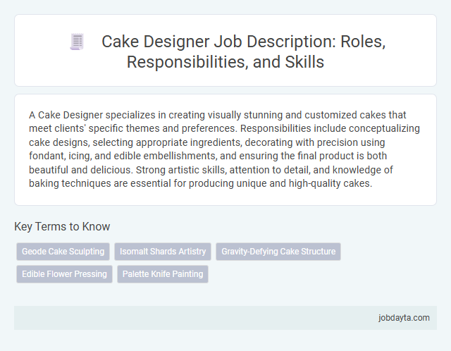 Cake Designer Job Description: Roles, Responsibilities, and Skills