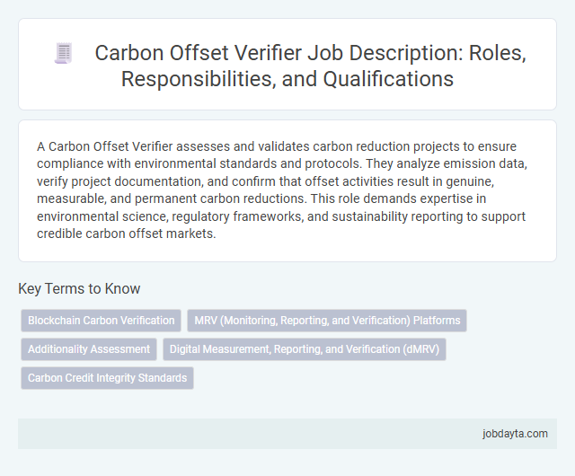 Carbon Offset Verifier Job Description: Roles, Responsibilities, and Qualifications