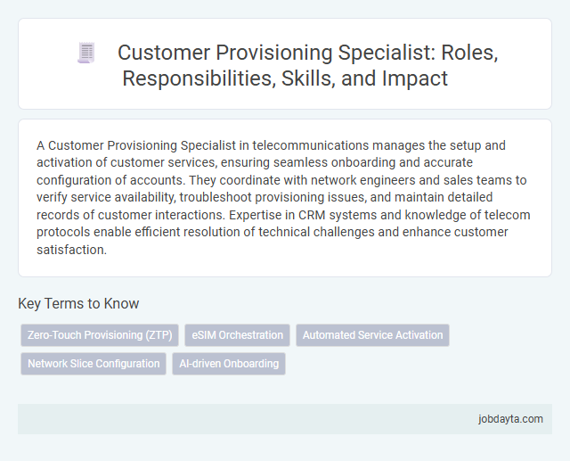 Customer Provisioning Specialist: Roles, Responsibilities, Skills, and Impact