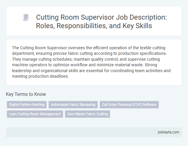 Cutting Room Supervisor Job Description: Roles, Responsibilities, and Key Skills