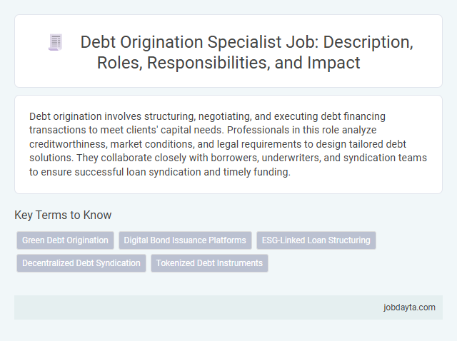 Debt Origination Specialist Job: Description, Roles, Responsibilities, and Impact