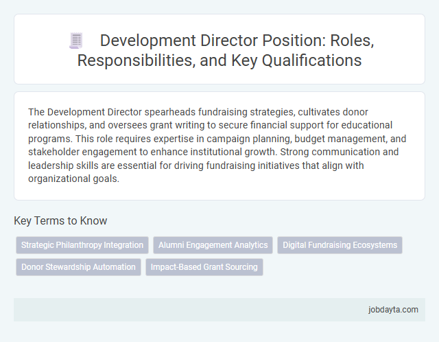 Development Director Position: Roles, Responsibilities, and Key Qualifications
