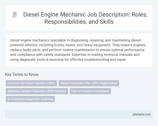 Diesel Engine Mechanic Job Description: Roles, Responsibilities, and Skills