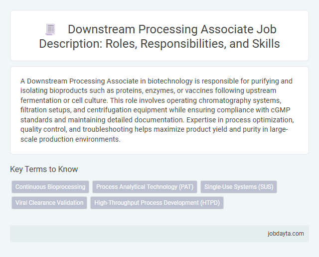 Downstream Processing Associate Job Description: Roles, Responsibilities, and Skills