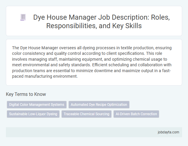 Dye House Manager Job Description: Roles, Responsibilities, and Key Skills