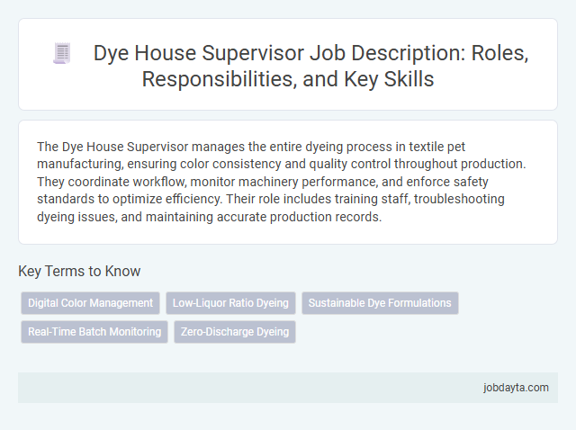 Dye House Supervisor Job Description: Roles, Responsibilities, and Key Skills