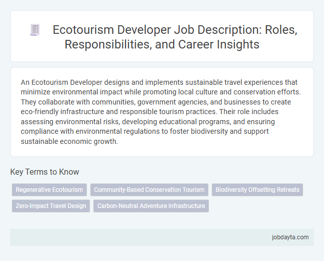 Ecotourism Developer Job Description: Roles, Responsibilities, and Career Insights
