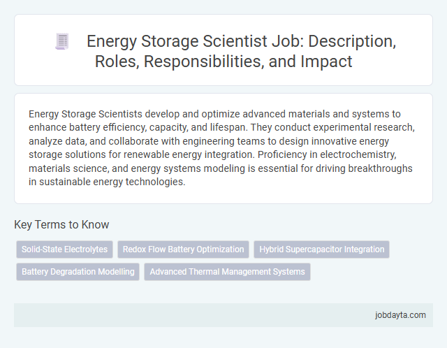 Energy Storage Scientist Job: Description, Roles, Responsibilities, and Impact