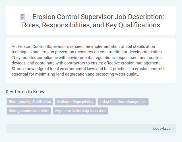 Erosion Control Supervisor Job Description: Roles, Responsibilities, and Key Qualifications