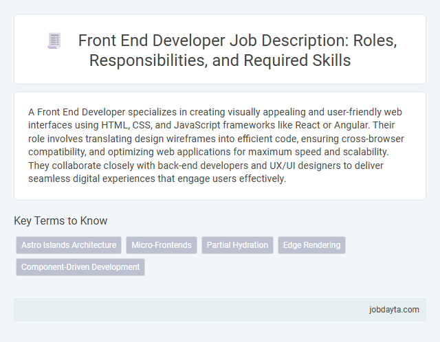 Front End Developer Job Description: Roles, Responsibilities, and Required Skills