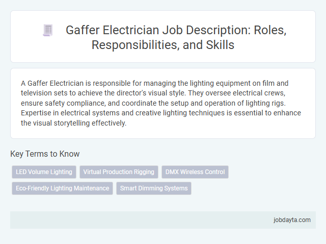 Gaffer Electrician Job Description: Roles, Responsibilities, and Skills