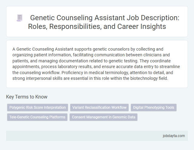 Genetic Counseling Assistant Job Description: Roles, Responsibilities, and Career Insights