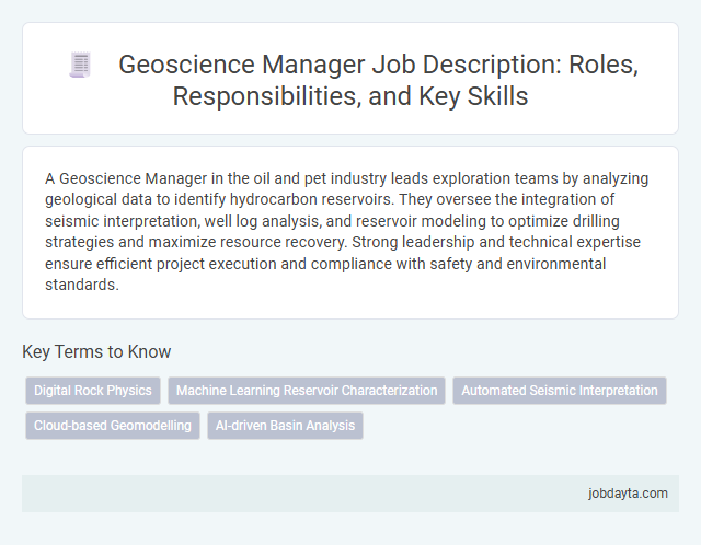 Geoscience Manager Job Description: Roles, Responsibilities, and Key Skills
