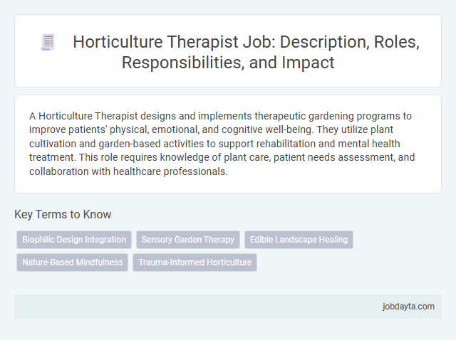 Horticulture Therapist Job: Description, Roles, Responsibilities, and Impact