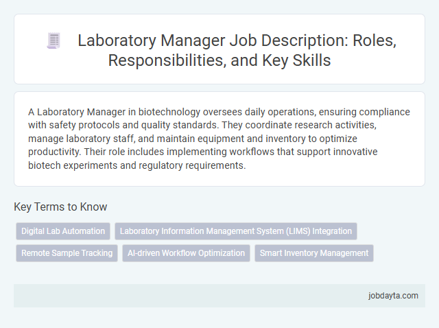 Laboratory Manager Job Description: Roles, Responsibilities, and Key Skills
