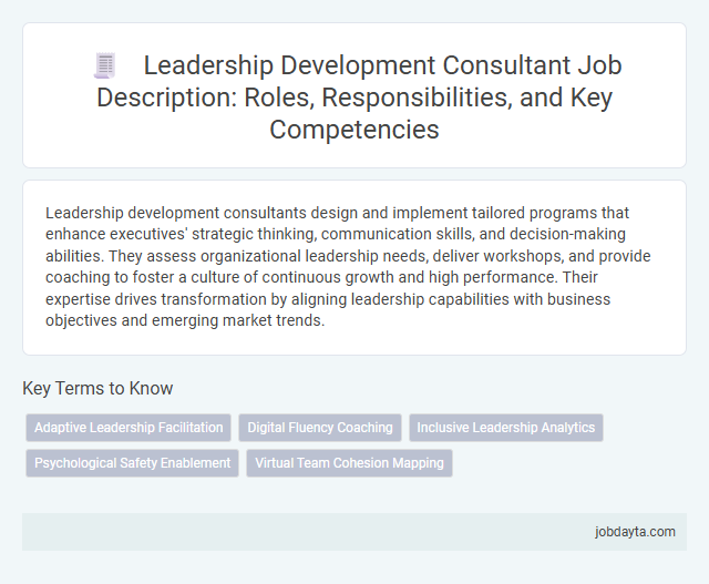 Leadership Development Consultant Job Description: Roles, Responsibilities, and Key Competencies