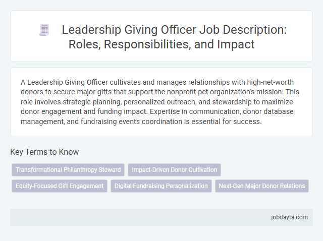 Leadership Giving Officer Job Description: Roles, Responsibilities, and Impact