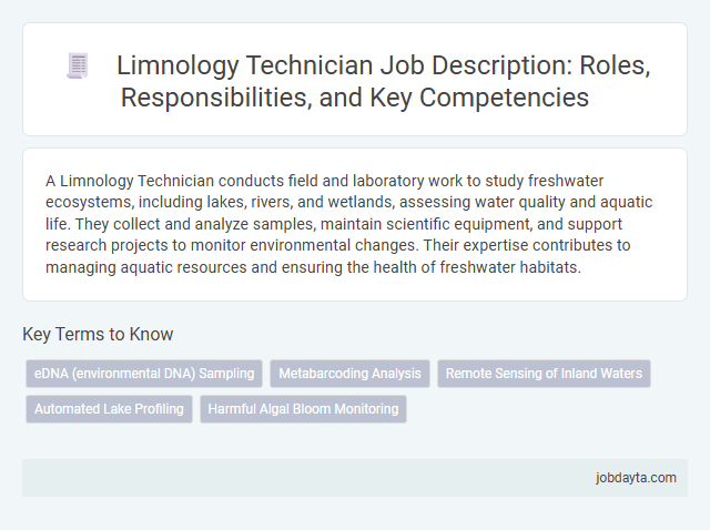 Limnology Technician Job Description: Roles, Responsibilities, and Key Competencies