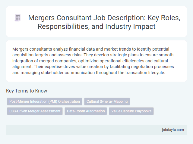 Mergers Consultant Job Description: Key Roles, Responsibilities, and Industry Impact