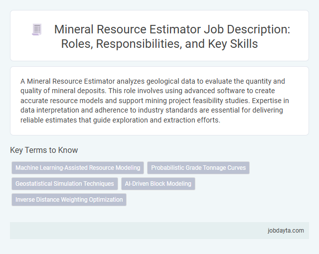 Mineral Resource Estimator Job Description: Roles, Responsibilities, and Key Skills