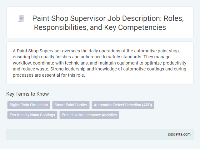 Paint Shop Supervisor Job Description: Roles, Responsibilities, and Key Competencies