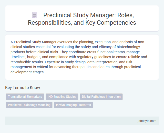 Preclinical Study Manager: Roles, Responsibilities, and Key Competencies