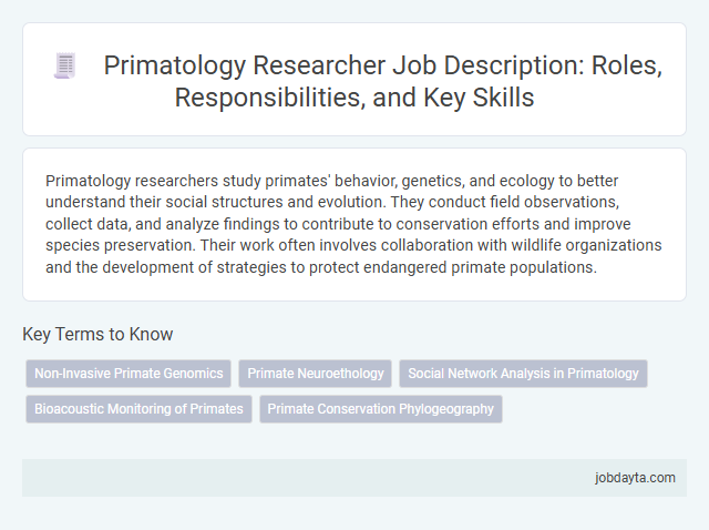 Primatology Researcher Job Description: Roles, Responsibilities, and Key Skills
