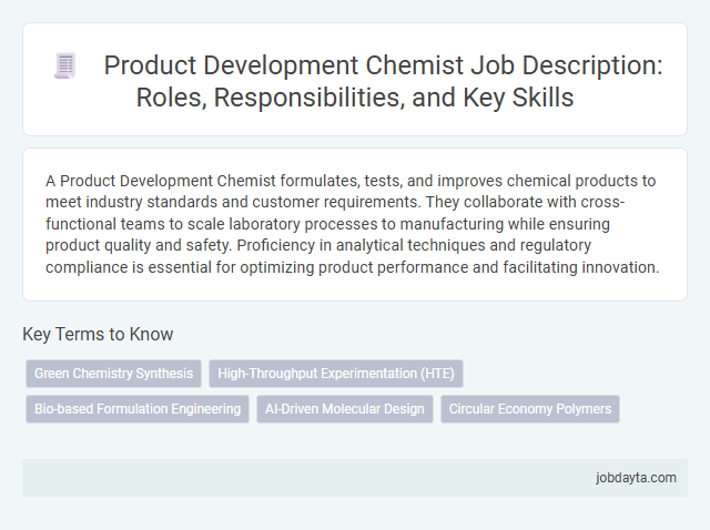 Product Development Chemist Job Description: Roles, Responsibilities, and Key Skills
